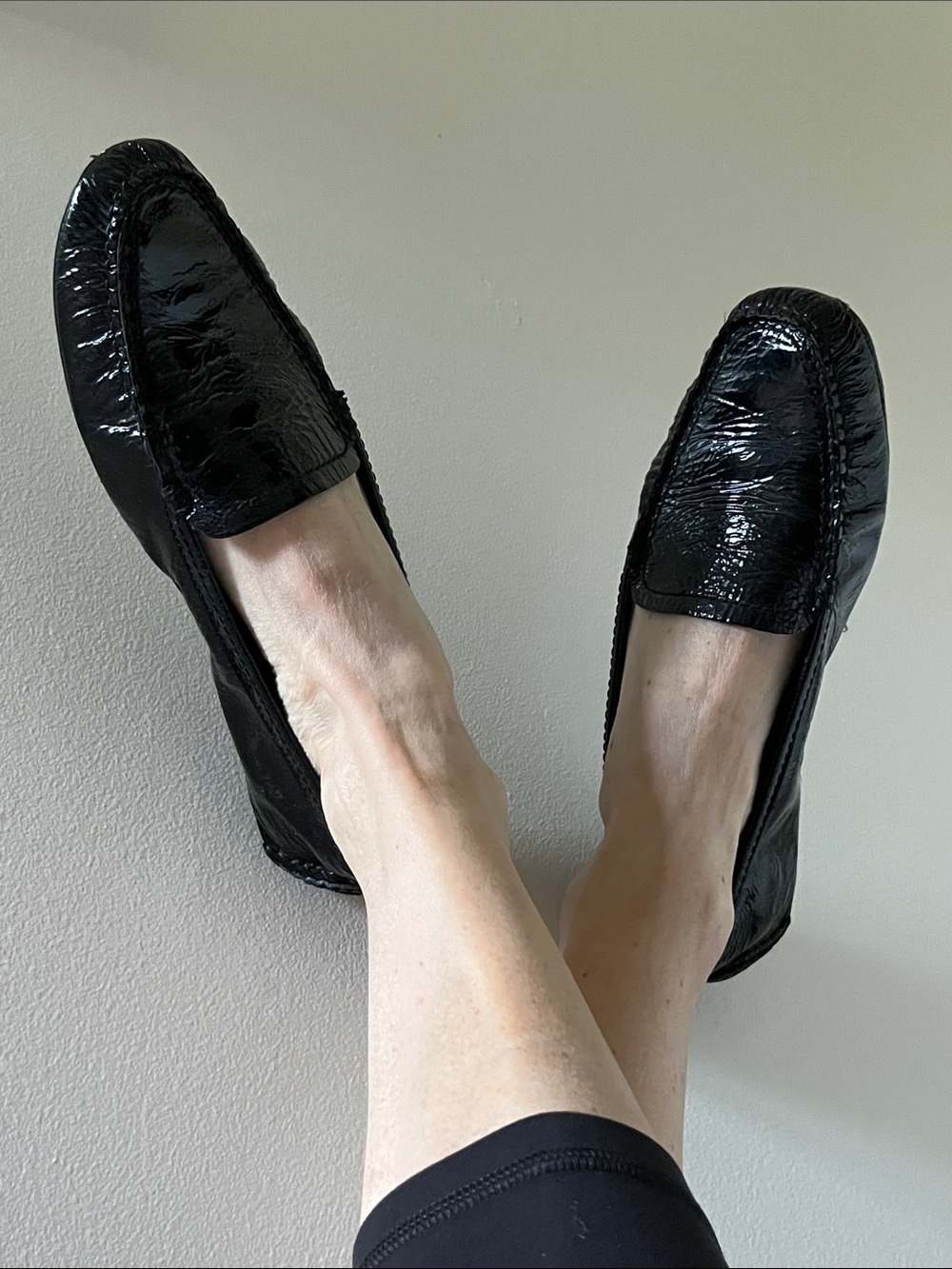 Coach Suellen Black Patent Leather Driver Loafer Shoes Flats Size 7.5